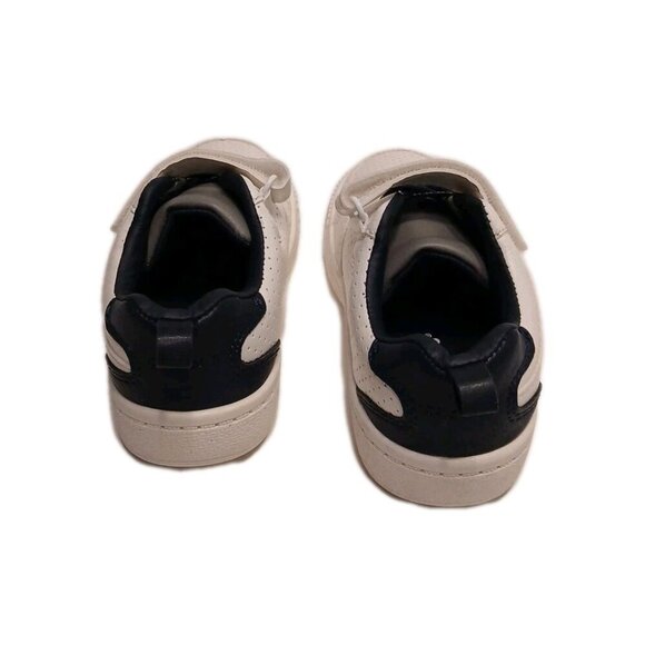 Toddler‎ Boys White Sneakers with Black Detail Lace-Up Hook Loop Closure - Picture 3 of 8